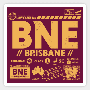 Vintage Brisbane BNE Airport Code Travel Day Retro Travel Tag Australia Magnet